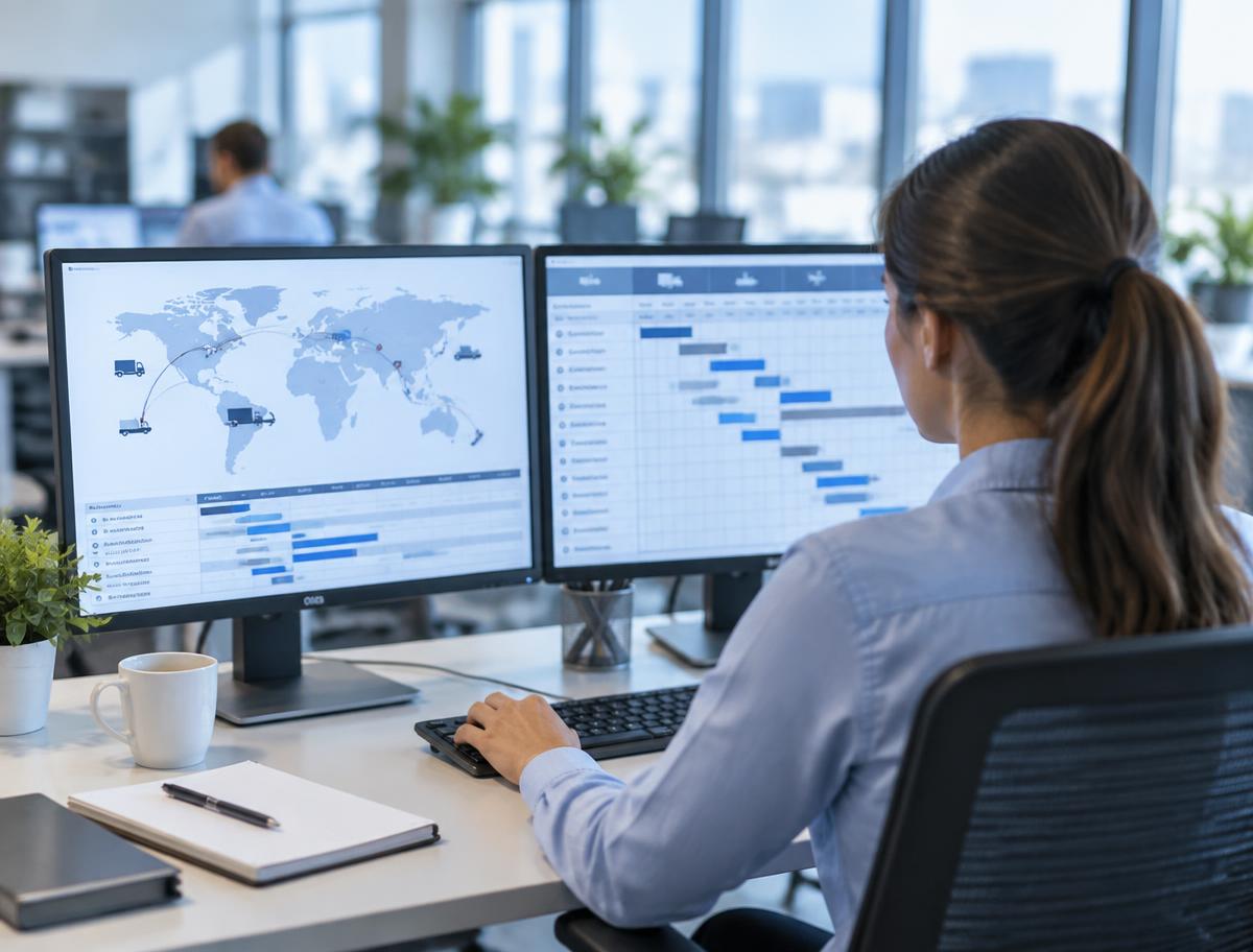 A freight coordinator managing shipment schedules